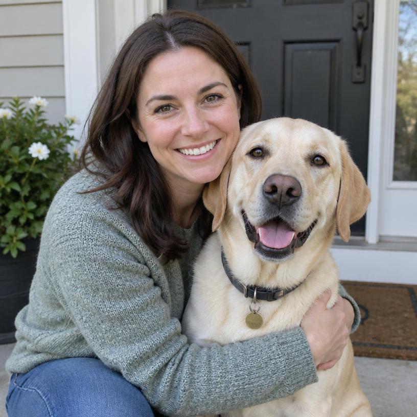 Happy pet parent with their pet